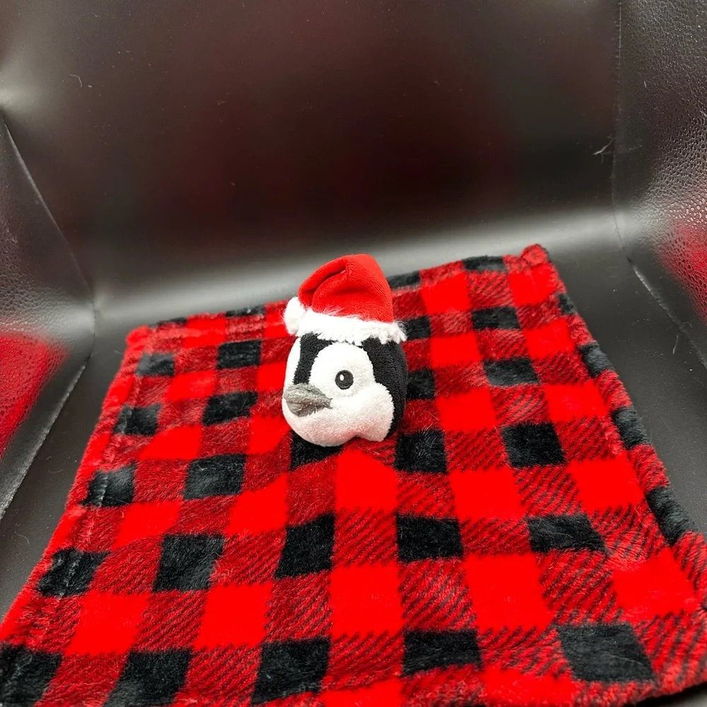 Hudson Baby HB Christmas Penguin‎ Red Buffalo Plaid Baby Security Blanket Lovey